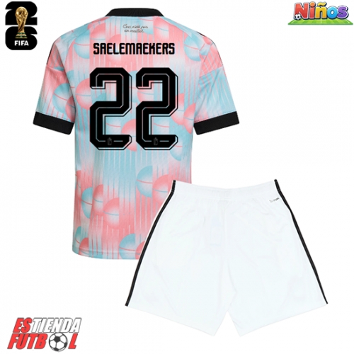 Bélgica Alexis Saelemaekers #22 Segunda Equipación Niños Mundial 2026 Manga Corta (+ Pantalones cortos)
